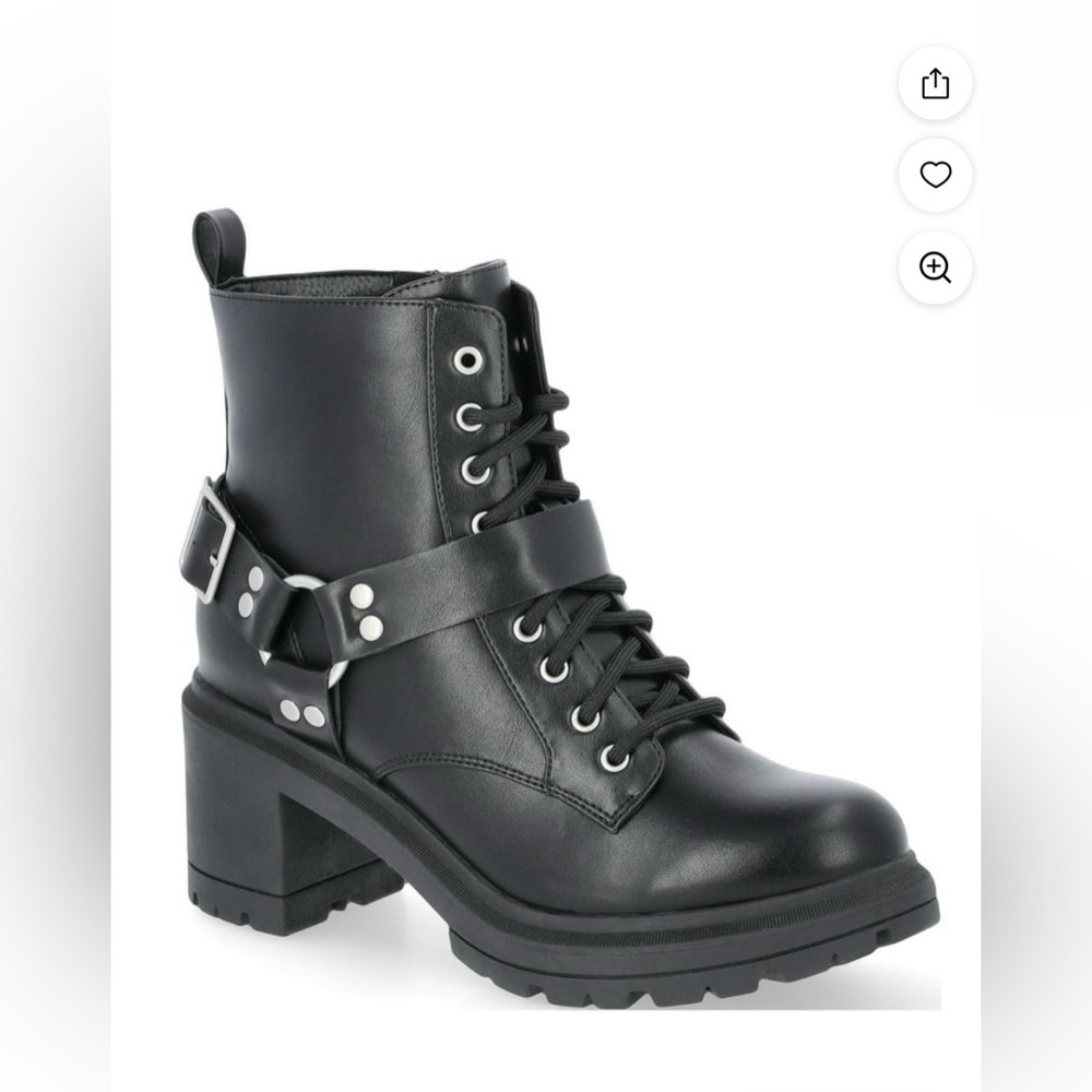 No Boundaries Black Combat Boots with Buckle Detail